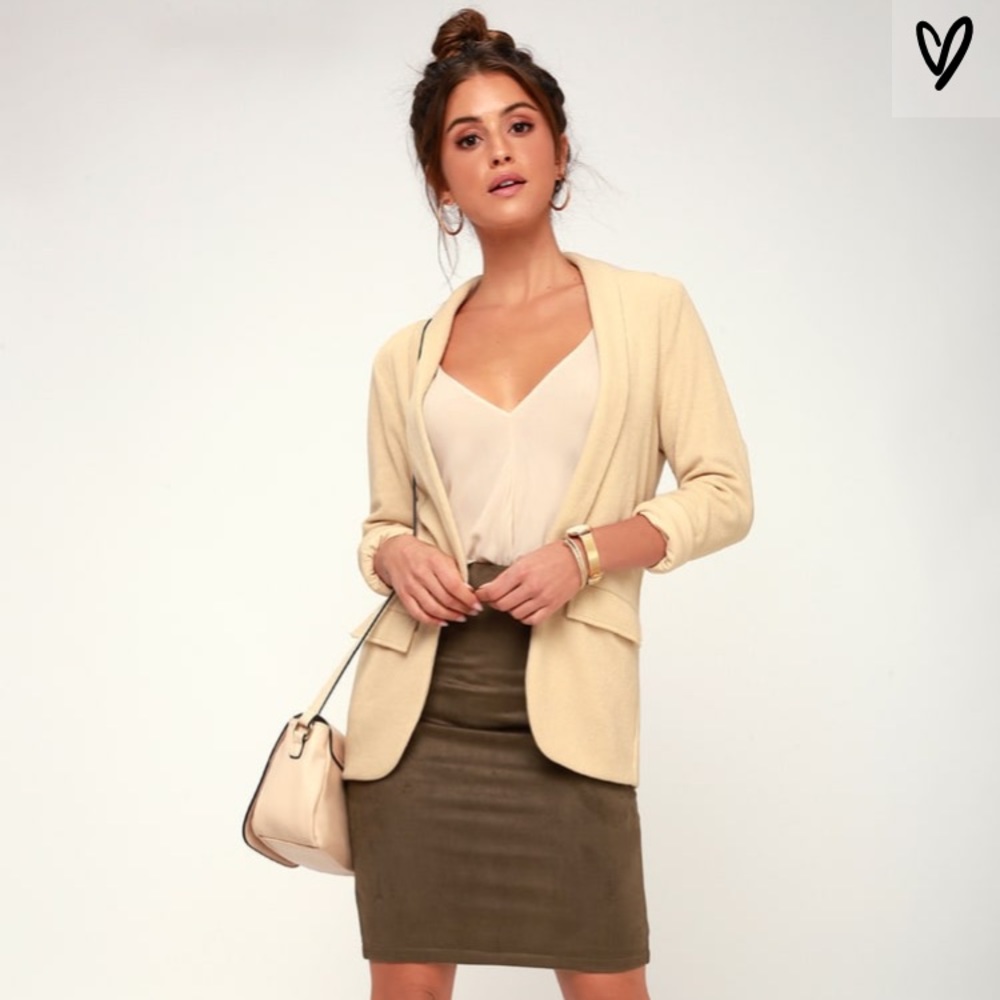 Beige Knit Blazer